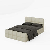 BOXBETT Vanessa 140/200 cm, in Creme, Bouclé-Stoff, Bettkasten, Matratze, Topper - Creme, Textil (140/200cm) - Barchello