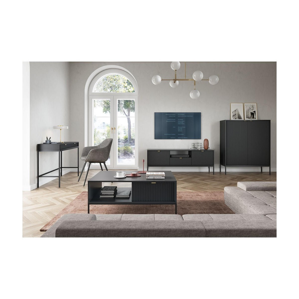 WOHNZIMMER Set 4-tlg. – NOVA – Schwarz - Schwarz, Holzwerkstoff (104/78/50cm) - hi-markt