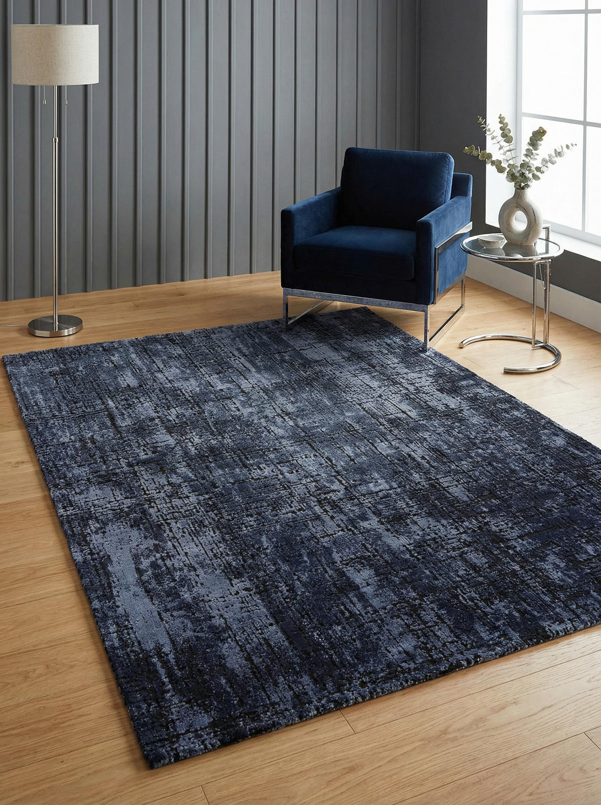 TEPPICH Polypropylen velours abstrakt TIBER-Rom, Dunkelblau 120x170 cm - Blau, Textil (120/170cm) - KADIMA DESIGN