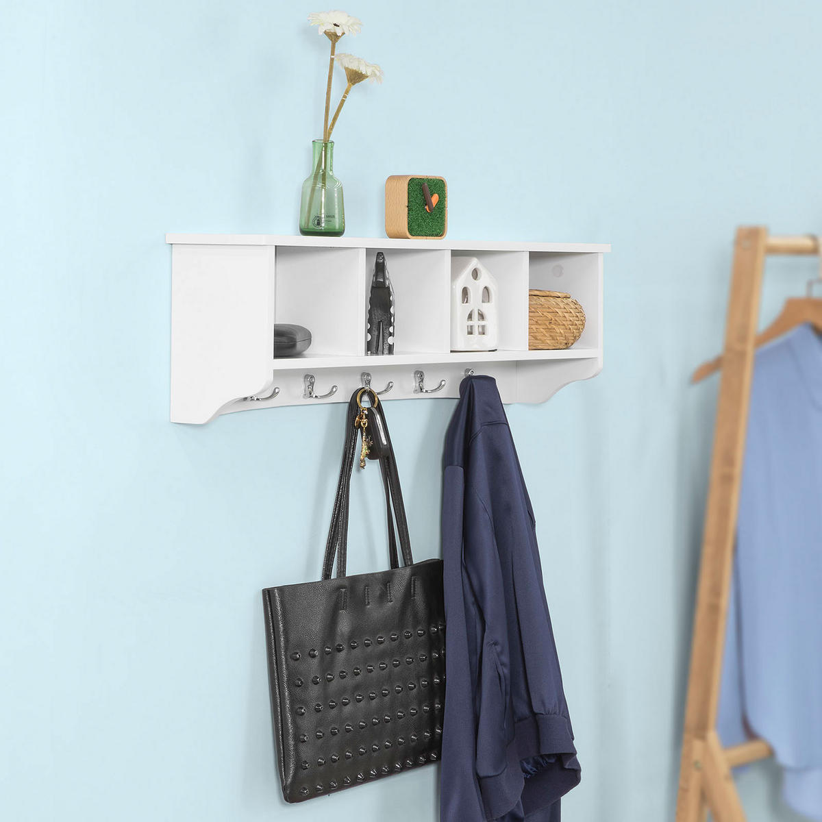 WANDGARDEROBE Weiß - Weiß, Holzwerkstoff (72/23/15cm) - SoBuy