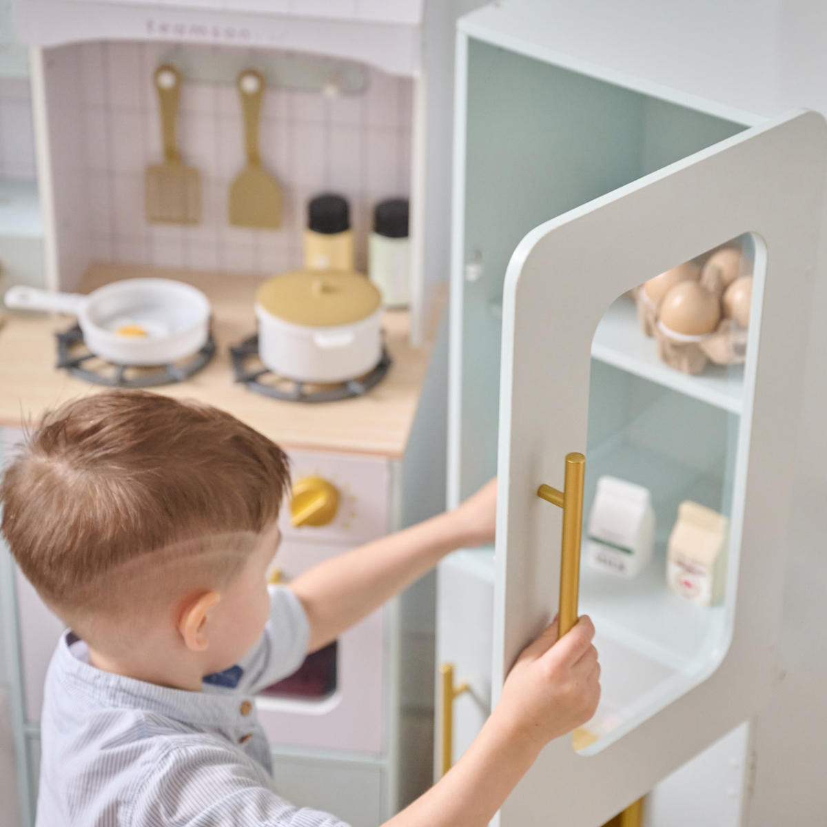 KINDERKUCHE 3-teilige modulare Holz, 89cm, Grun - Grün, Holzwerkstoff (142/28/89cm) - Teamson Kids