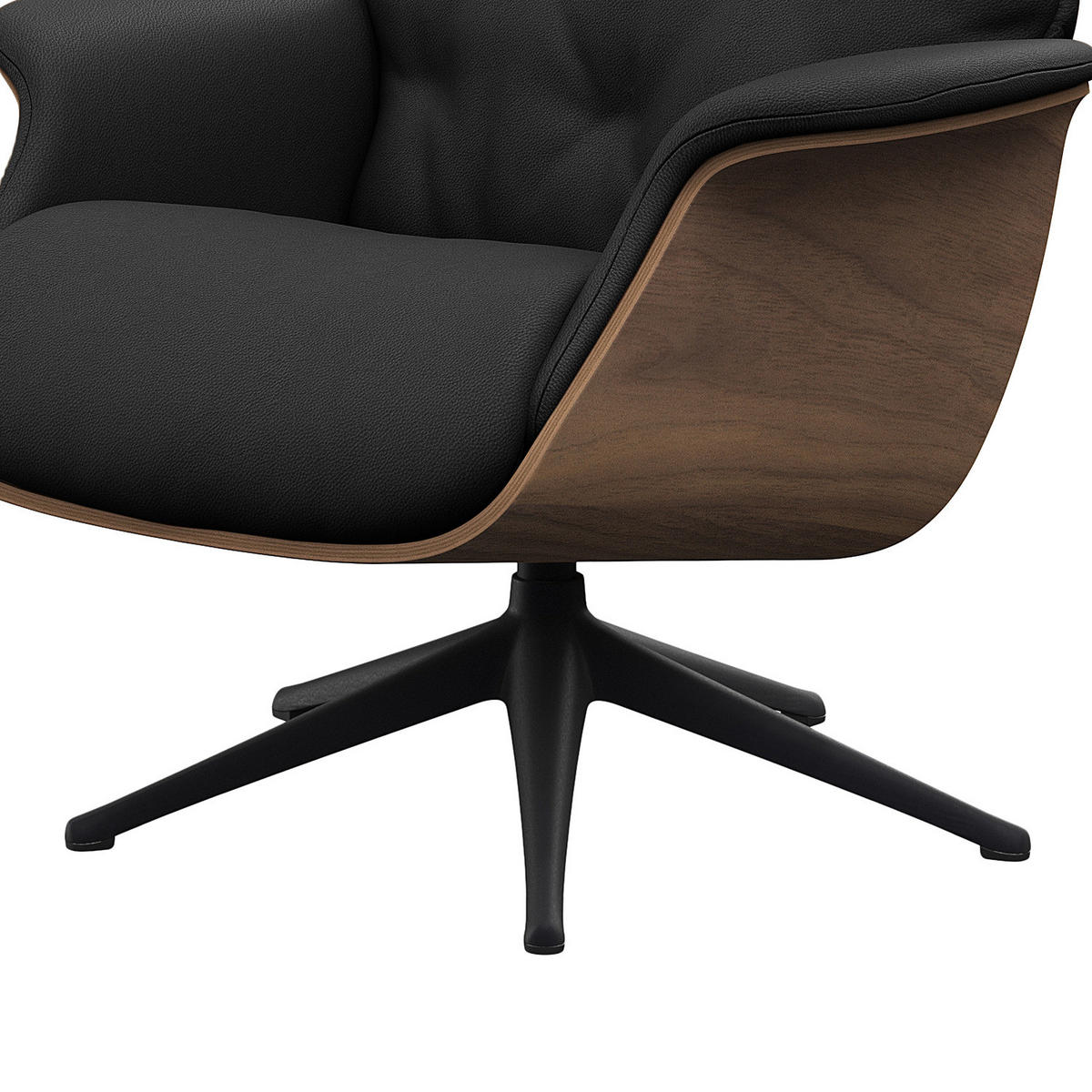 RELAXSESSEL - Echtleder - Schwarz, Leder/Metall (83/110/83cm) - home24