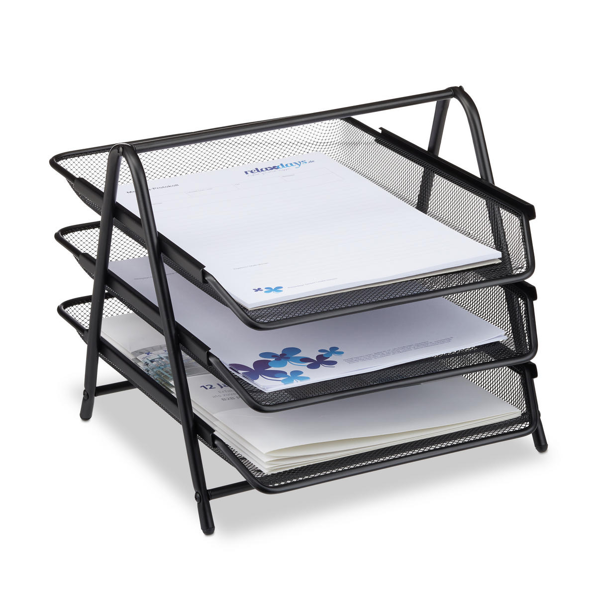 ULOŽENIE dokumentov - čierna, kov (29.5/27/35.5cm) - Relaxdays