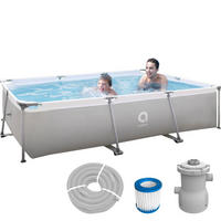POOLSET Frame Pool300x207x65 cm rechteckig mit Pumpe grau - Grau, Kunststoff (207/65/300cm) - Avenli