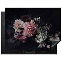 HERDABDECKPLATTE Blumen - Vintage - Pastell - Rosa - Weiß 77x59 cm - Altrosa, Kunststoff (77/0.2/59cm) - MuchoWow