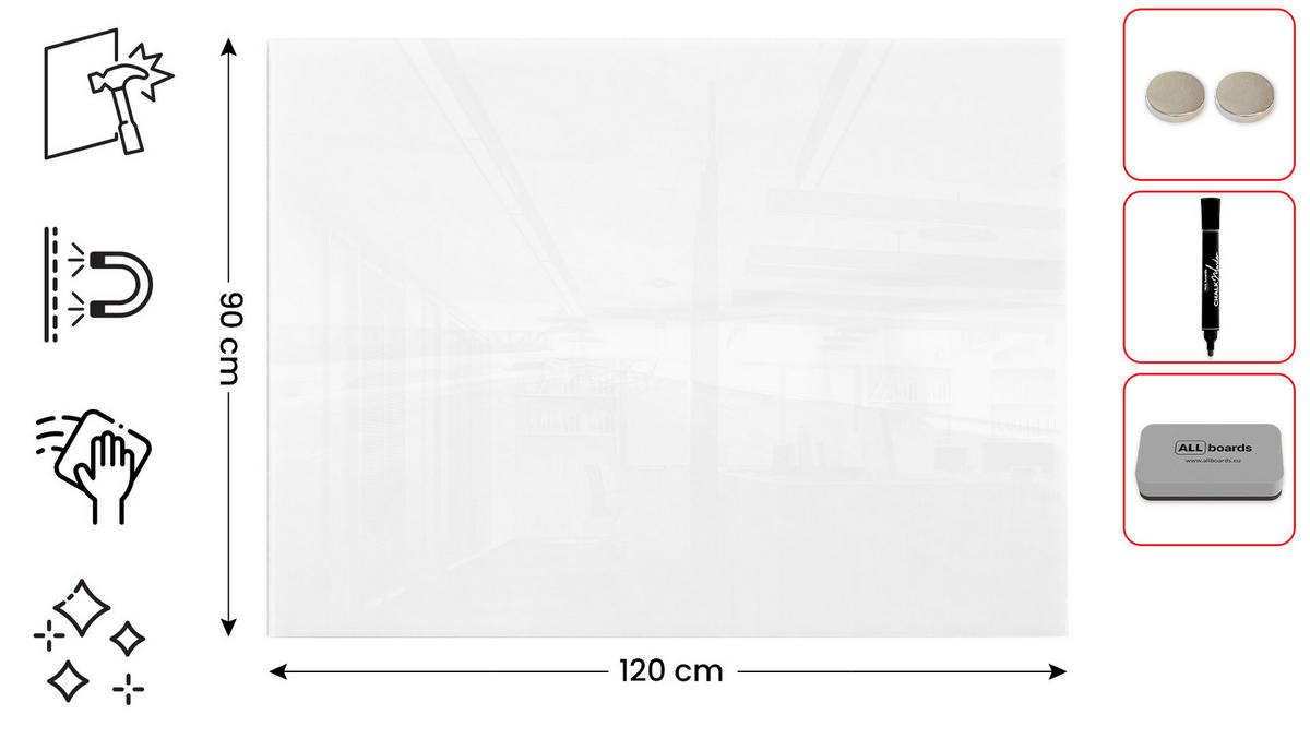 GLASBOARD - Premium SUPERWHITE 120x90cm - Weiß, Glas (120/90/2.5cm) - ALLboards