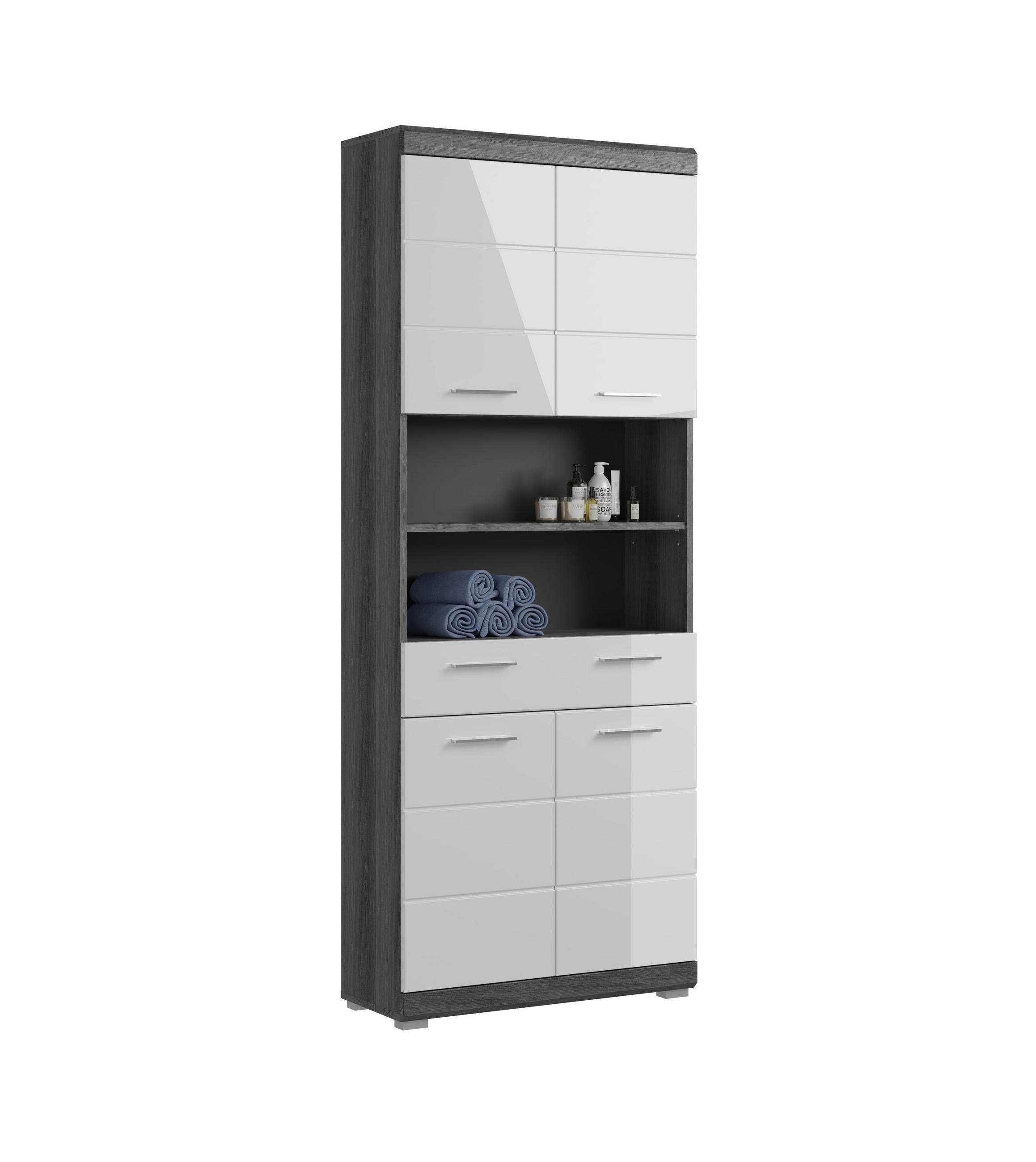 Homes & Jones Hochschrank Silber 74x191x31 cm