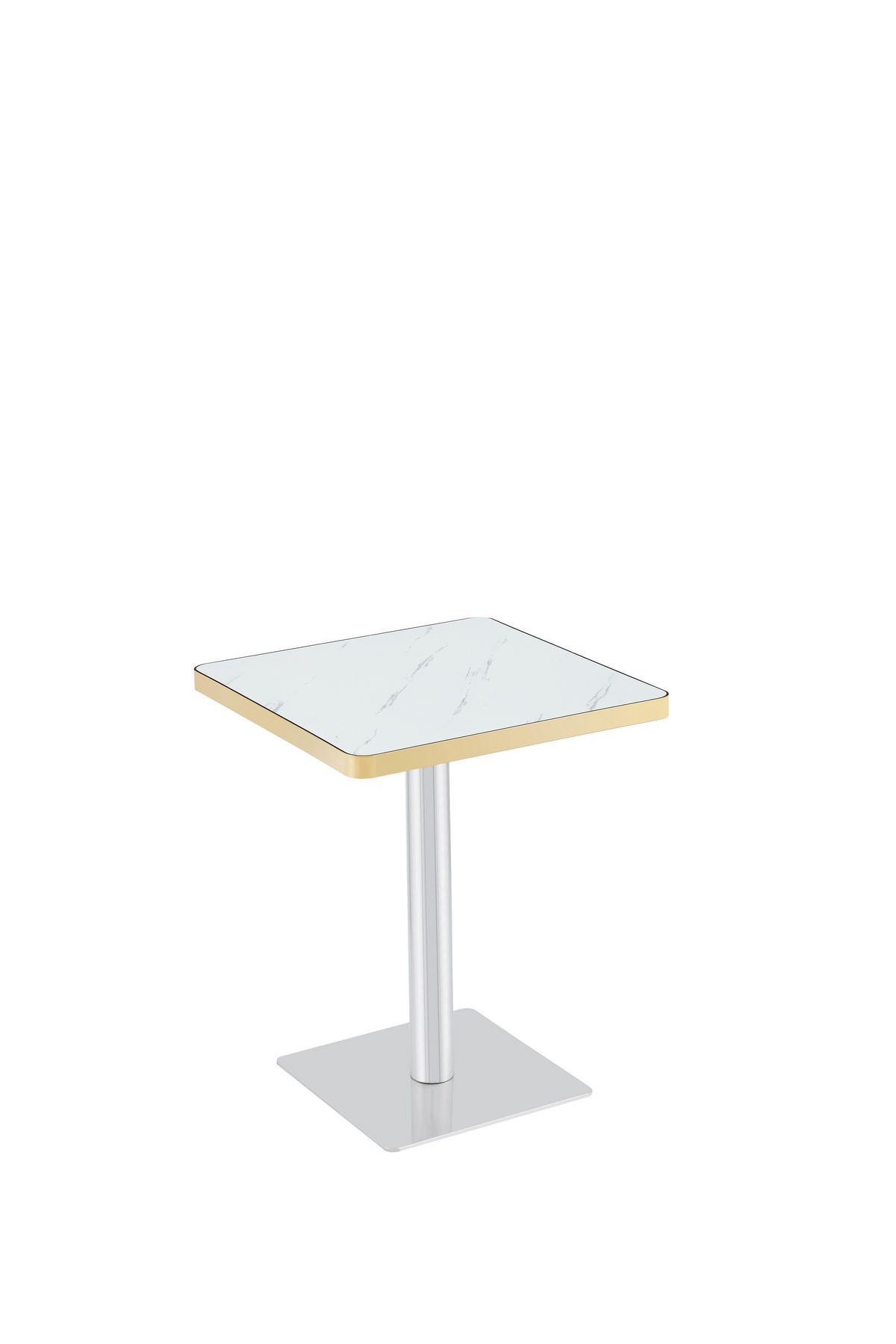 BARTISCH 60/60/74 cm mit Marmor-Optik DE-40028 Weiß - Weiß, Metall (60/60/74cm) - ComfortXL