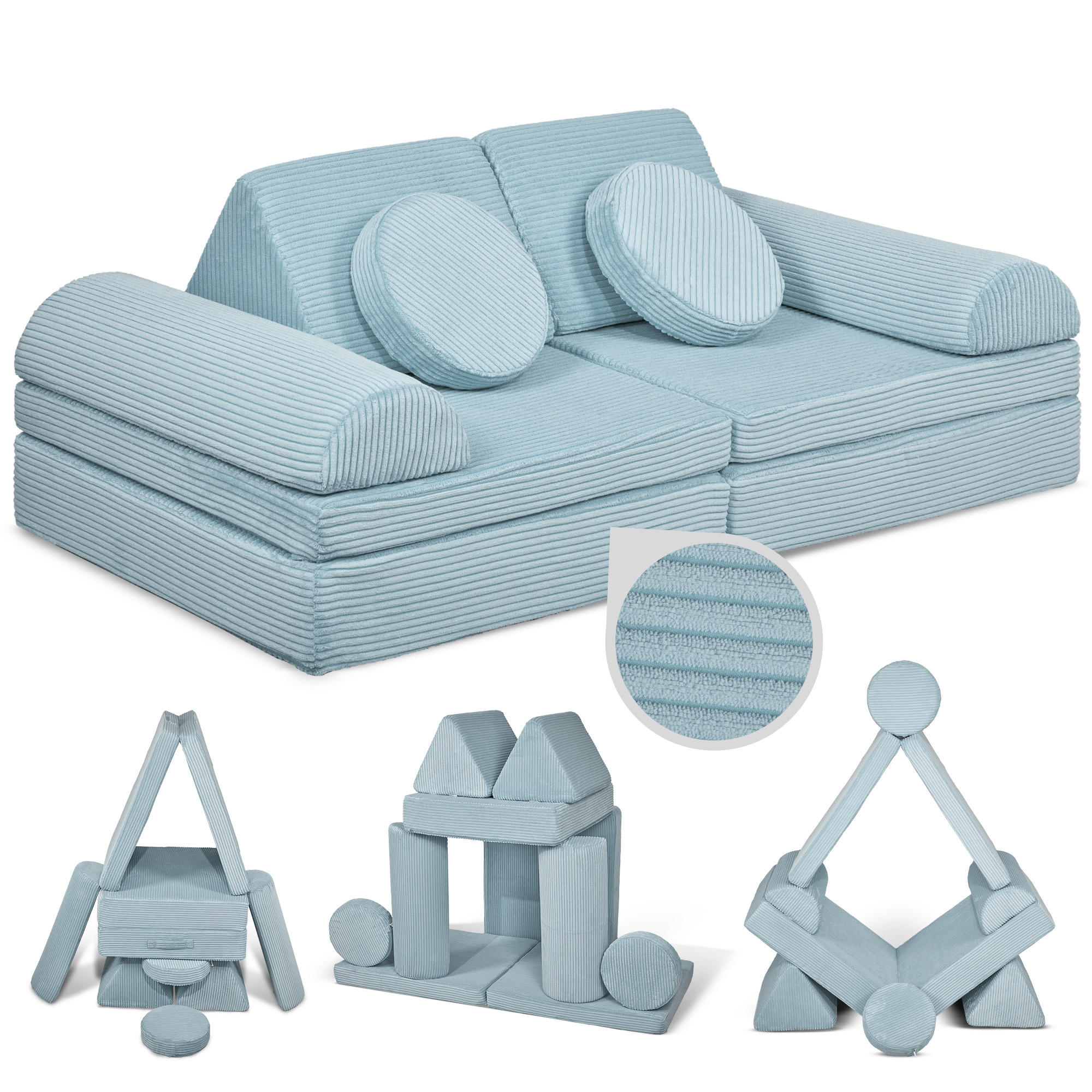 SPIELSOFA Kinder Fantasiewelt 8tlg - Blau, Textil (150/55/66cm) - Linodino