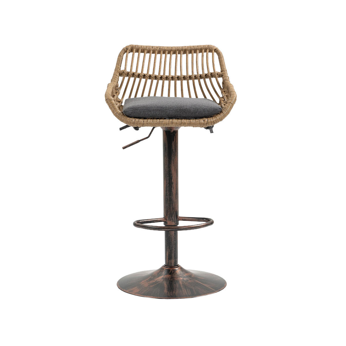 BARHOCKER,DREHSTUHL,RATTAN 360° drehbar, 2er-Set,Grau - Grau, Metall (38/109/39cm) - LVHOM