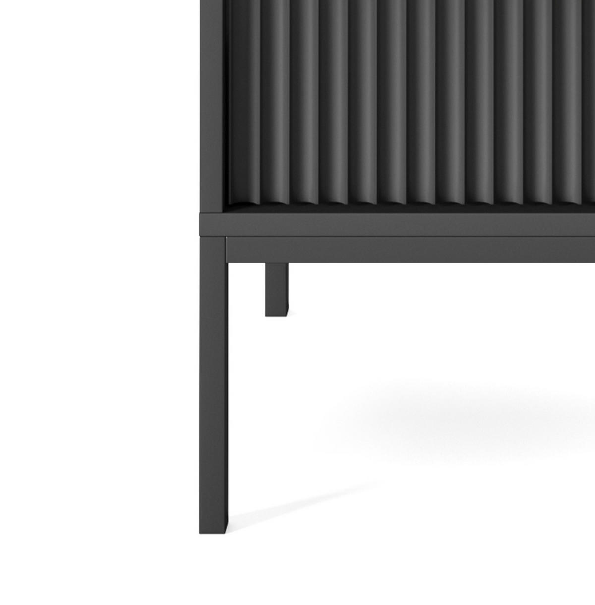 NACHTTISCH Nova - NOC, Geriffelte Front mit Goldenes Griffdesign 54x39x56 cm Schwarz - Schwarz, Holzwerkstoff/Kunststoff (54/56/39cm) - DomoHome