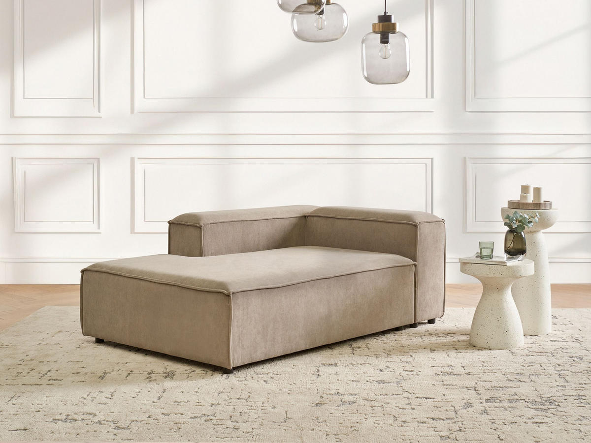 ČALOUNĚNÉ LEHÁTKO CHAISE LONGUE PRAVOSTRANNÉ Manšestr Světle hnědé Ardal - černá/hnědá, textil (119/68/180cm) - Beliani
