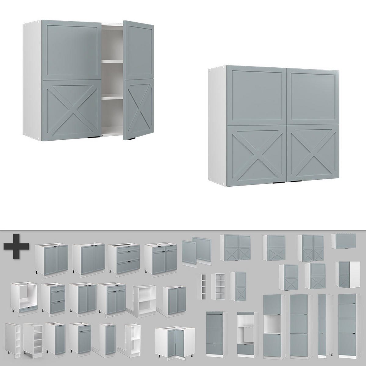 HÄNGESCHRANK Fame-Line Hellblau-grau 80 cm - Weiß/Hellblau, Holzwerkstoff (80/72/34.1cm) - Vicco