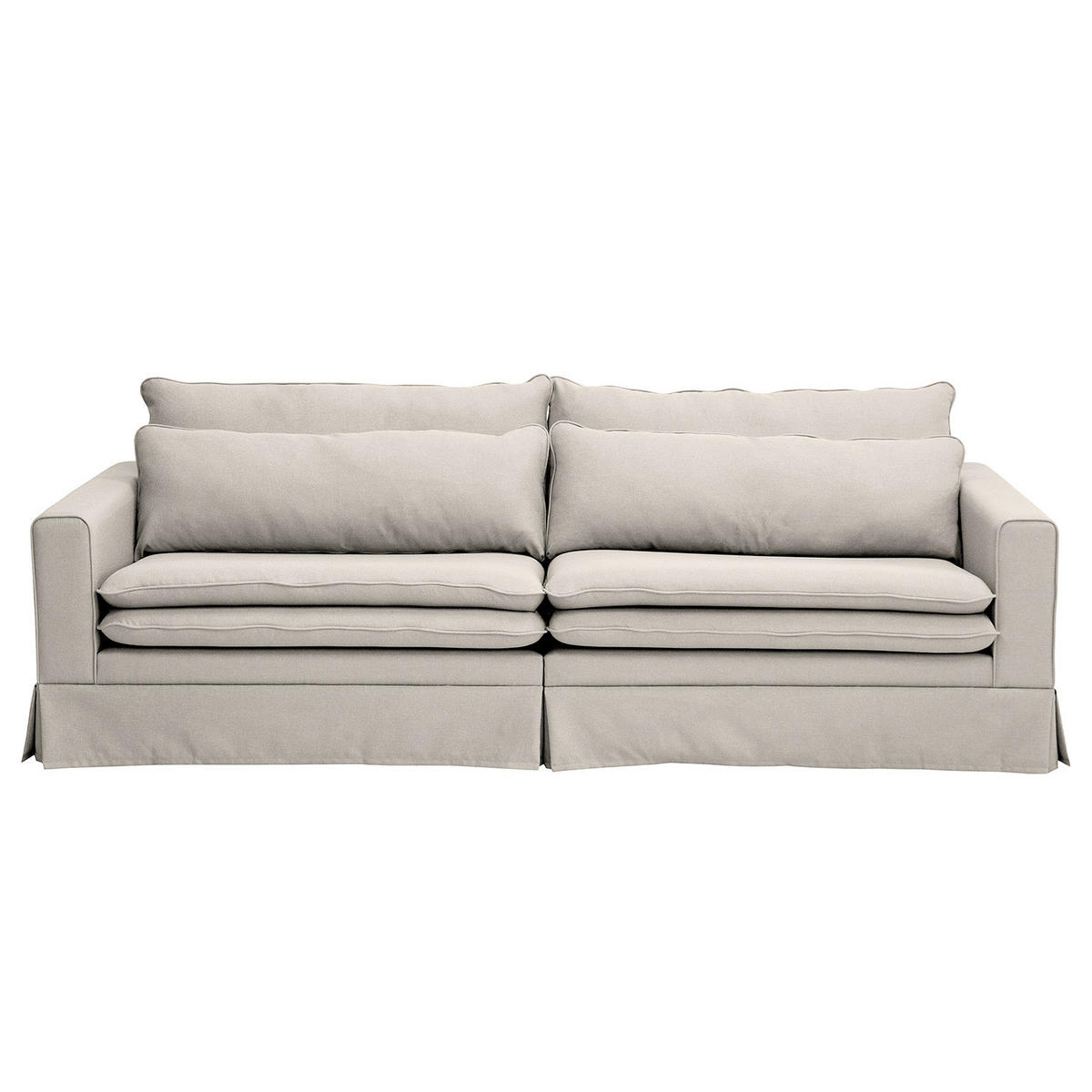 BIGSOFA mit Husse - Webstoff - Hellgrau/Schwarz, Kunststoff/Textil (240/82/104cm) - home24