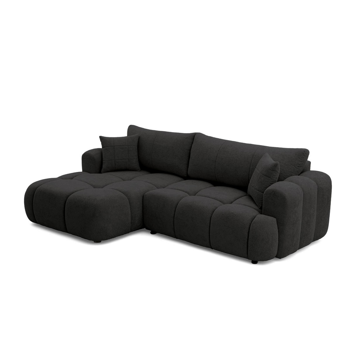 ECKSOFA CALM L Links mit Schlaffunktion 140x215 Webstoff schwarz - Schwarz, Holz/Kunststoff (261/151cm) - Muffo