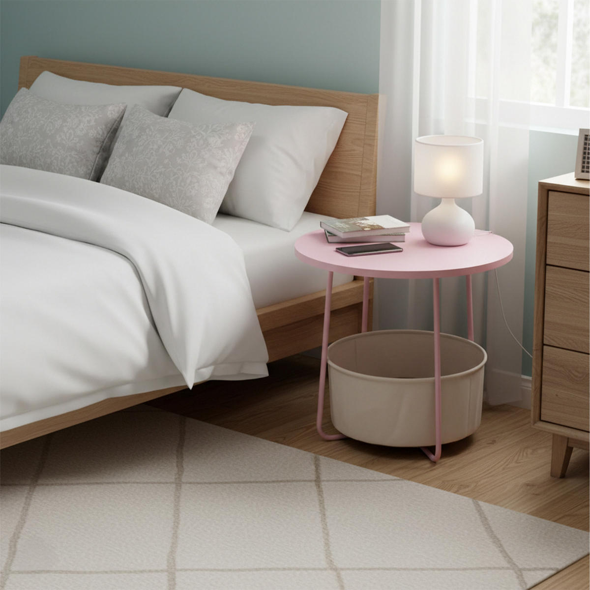 BEISTELLTISCH - Multicolor, Holzwerkstoff/Textil (45/45/50cm) - Relaxdays