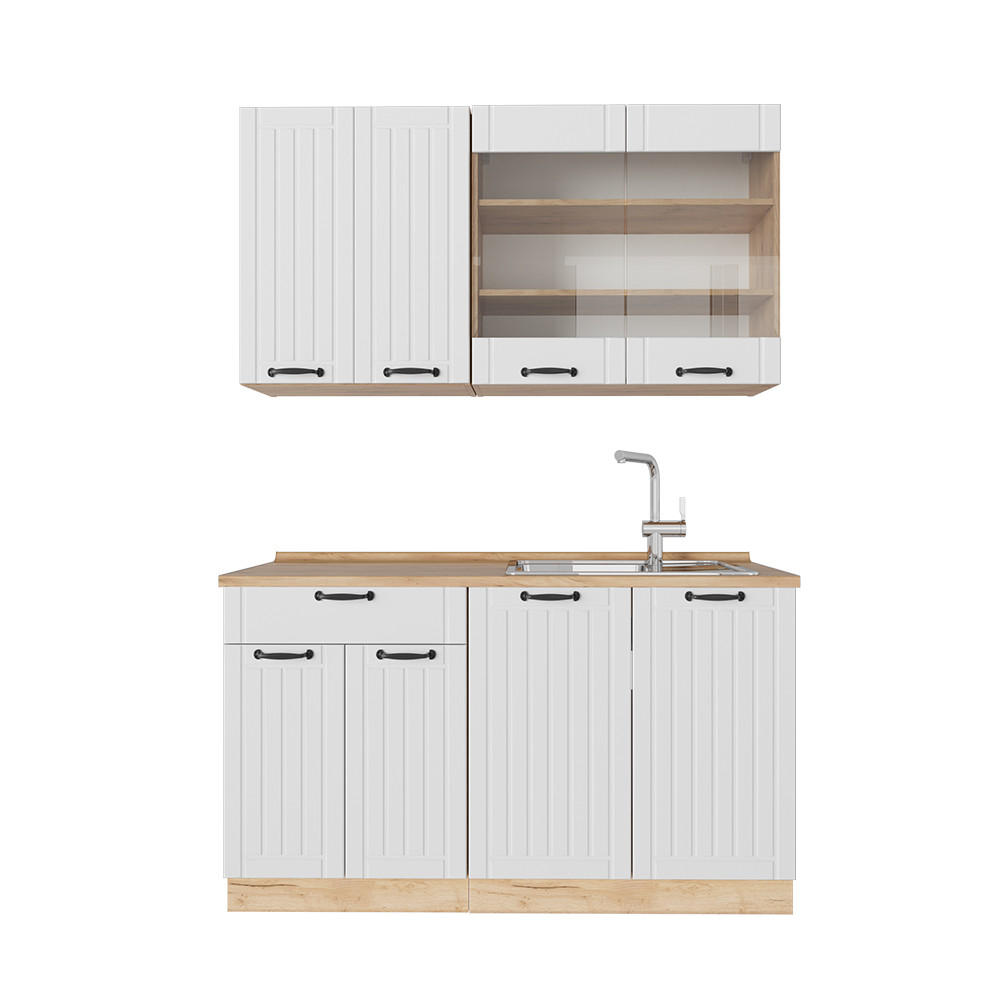 Vicco Singleküche Weiß, Eiche 140x81.6x60 cm