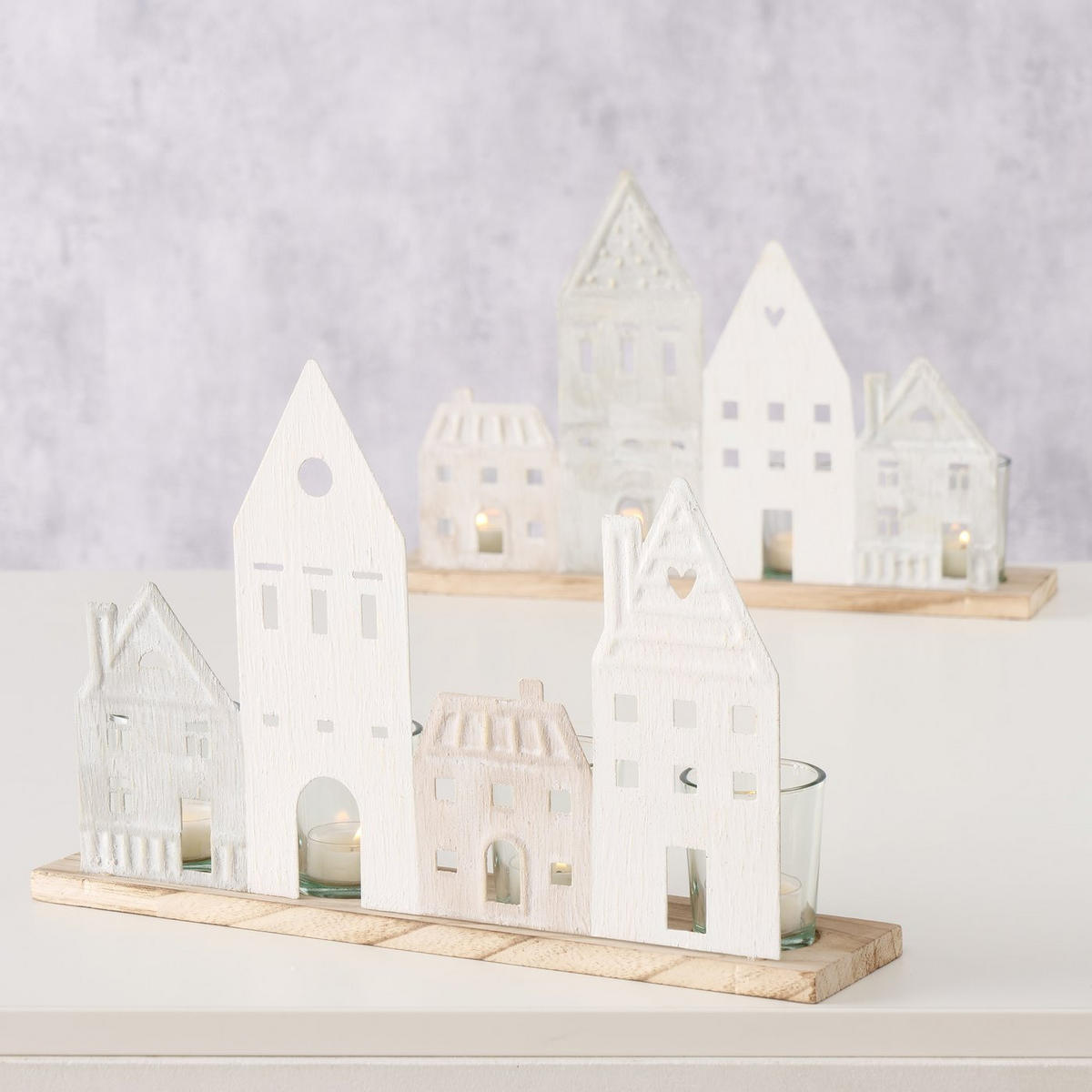 TEELICHTHALTER NORDY 24/36 cm - Beige, Holz (8/24/36cm) - Boltze Home