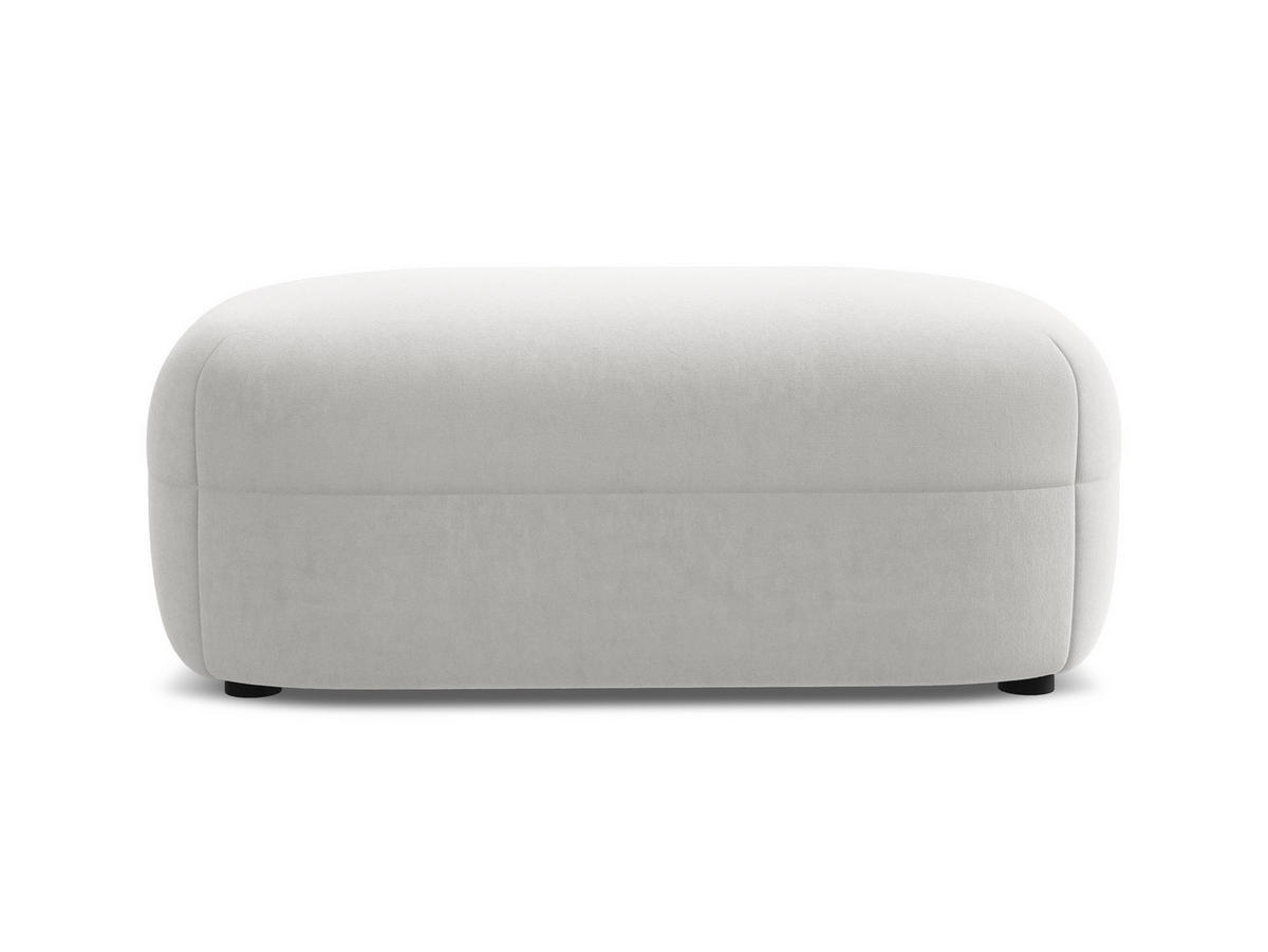 POUF Samt Stoff Grau - Silberfarben/Schwarz, Kunststoff/Textil (92/40/48cm) - Makamii