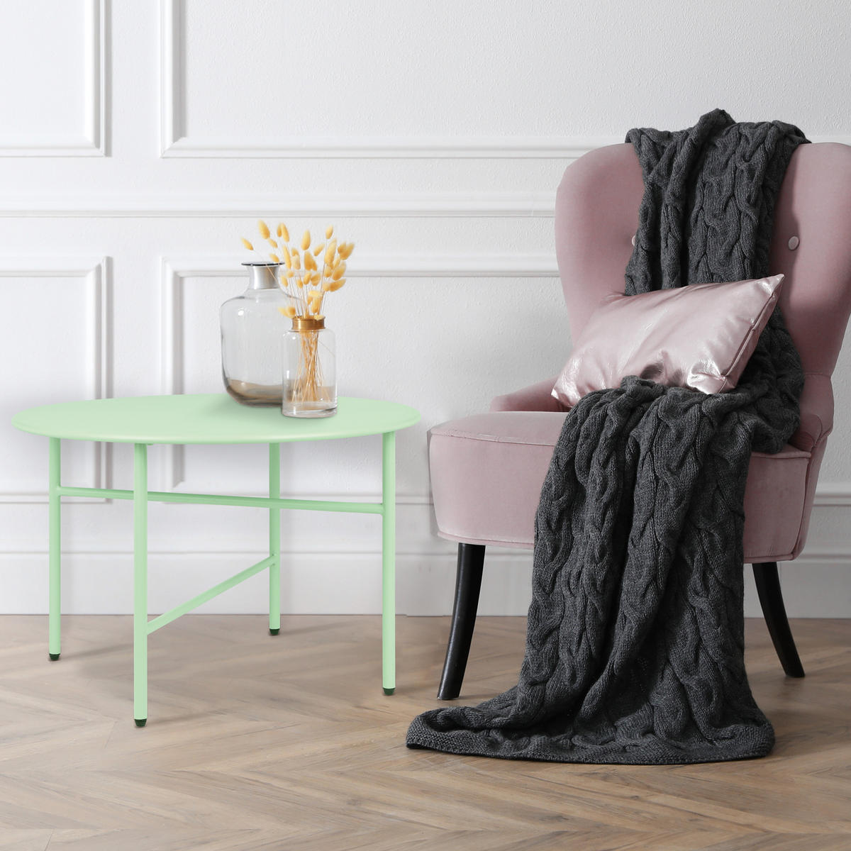 BEISTELLTISCH Finn Ø 53/36 cm Mintgrün - Mintgrün, Metall (53/53/36cm) - BoMoe