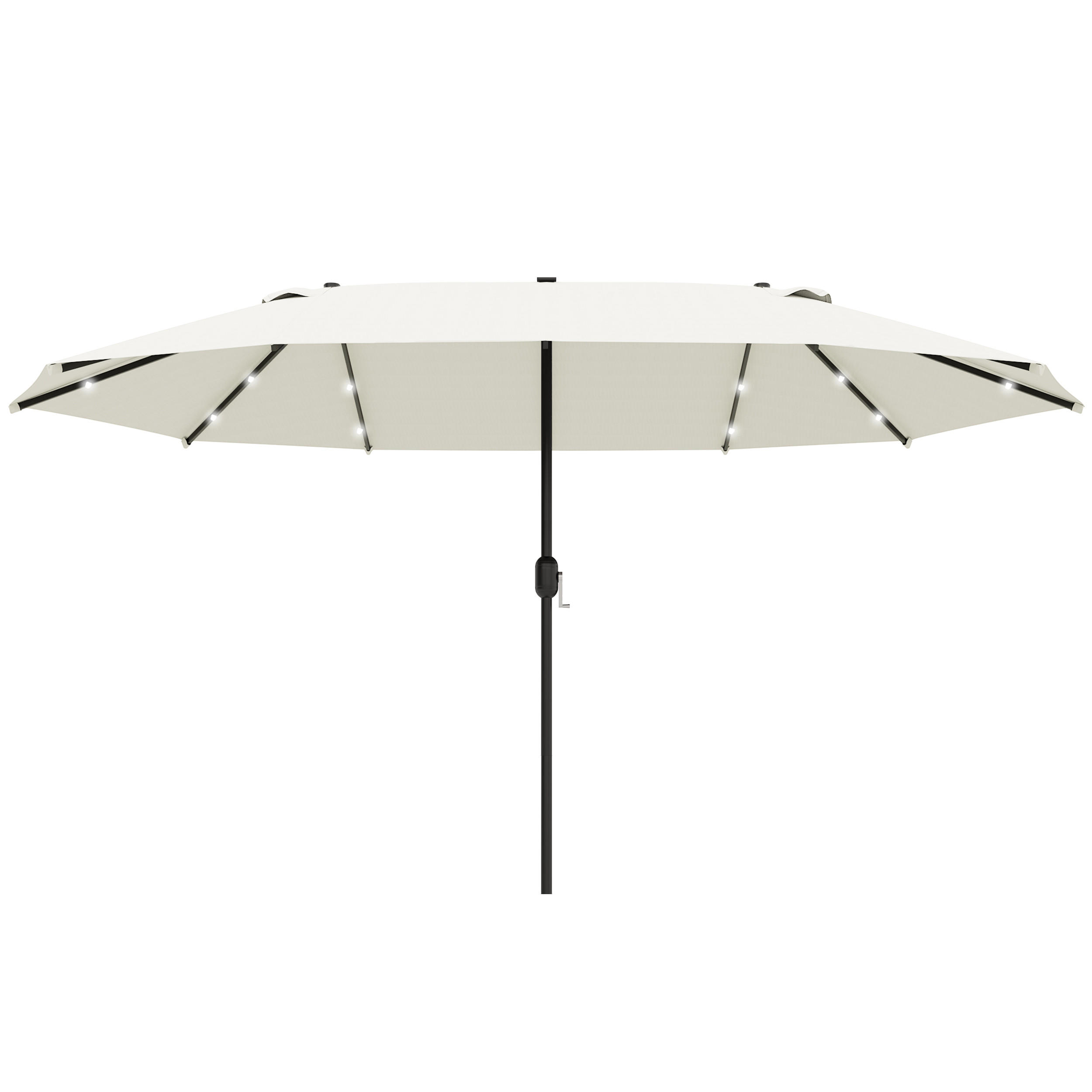 SONNENSCHIRM mit LED, Doppelsonnenschirm, Gartenschirm, Marktschirm, Oval, Metall, Cremeweiß - Weiß, Metall (440/260cm) - Outsunny
