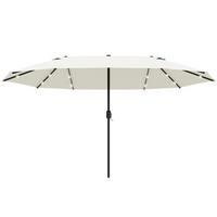 SONNENSCHIRM mit LED, Doppelsonnenschirm, Gartenschirm, Marktschirm, Oval, Metall, Cremeweiß - Weiß, Metall (440/260cm) - Outsunny