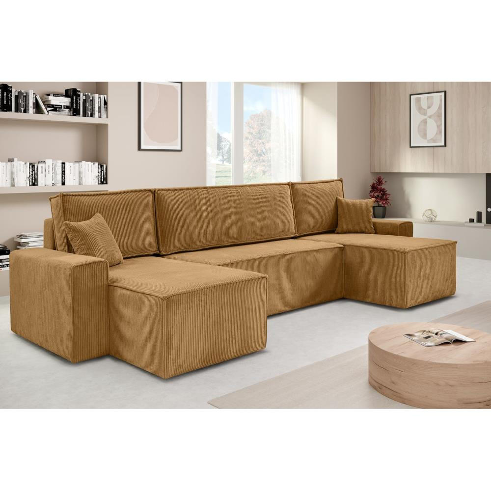 WOHNLANDSCHAFT Hektor U mit Schlaffunktion gelb - Gelb, Textil (318/94/152cm) - Beautysofa