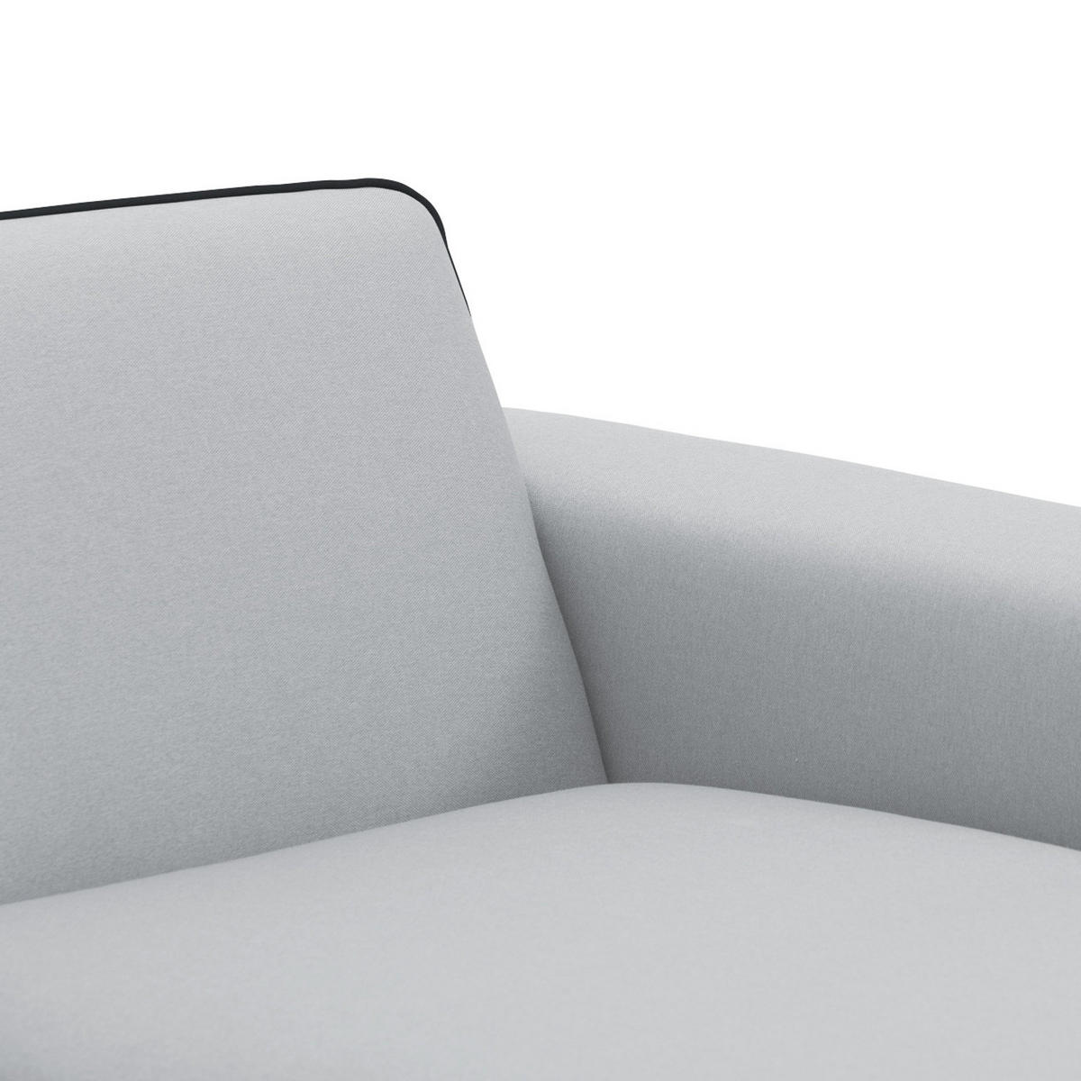 ECKSOFA mit Longchair - Webstoff - Hellgrau/Schwarz, Textil/Metall (264/168cm) - home24