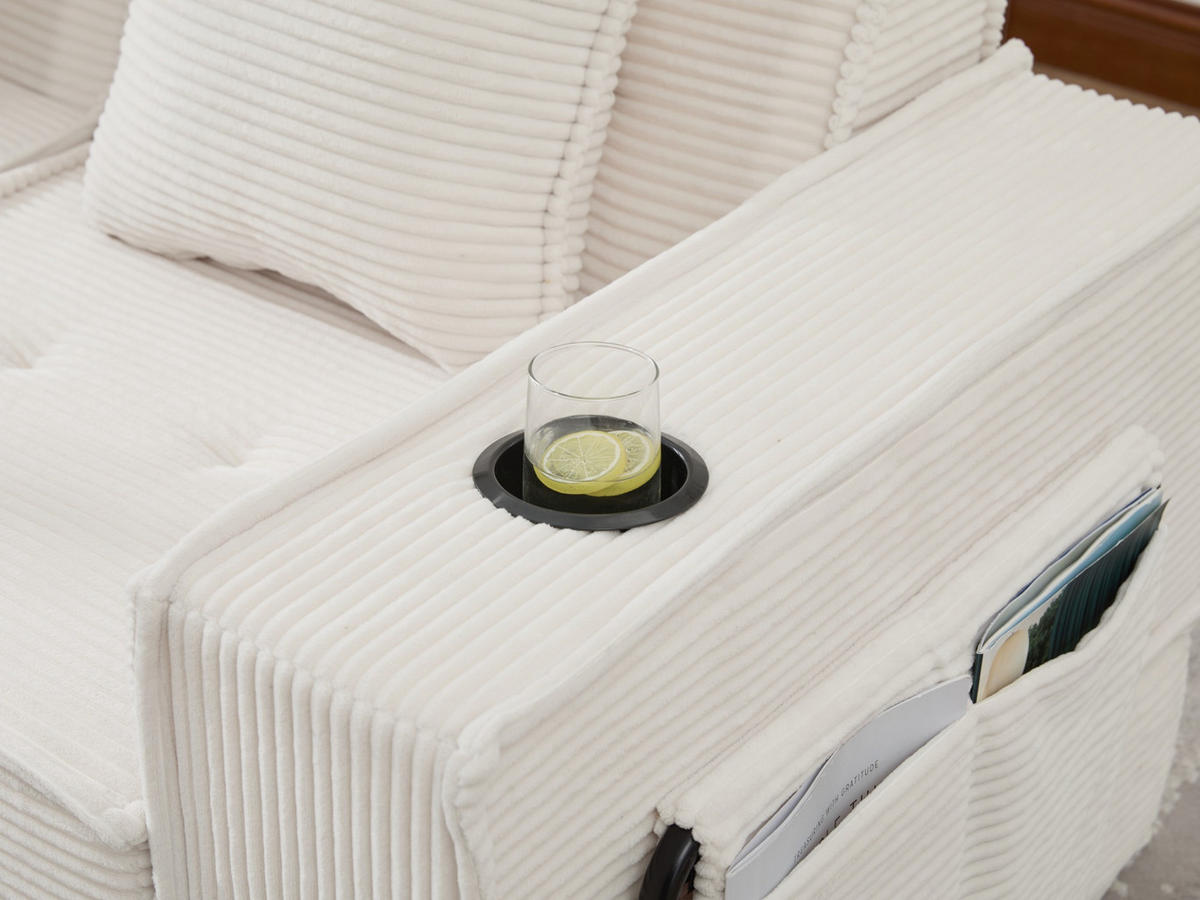 SCHLAFSOFA Zweisitzer mit Schlaffunktion,ausziehbar,Modulares Design,Cord,Beige - Beige, Textil (162/42/54cm) - LVHOM