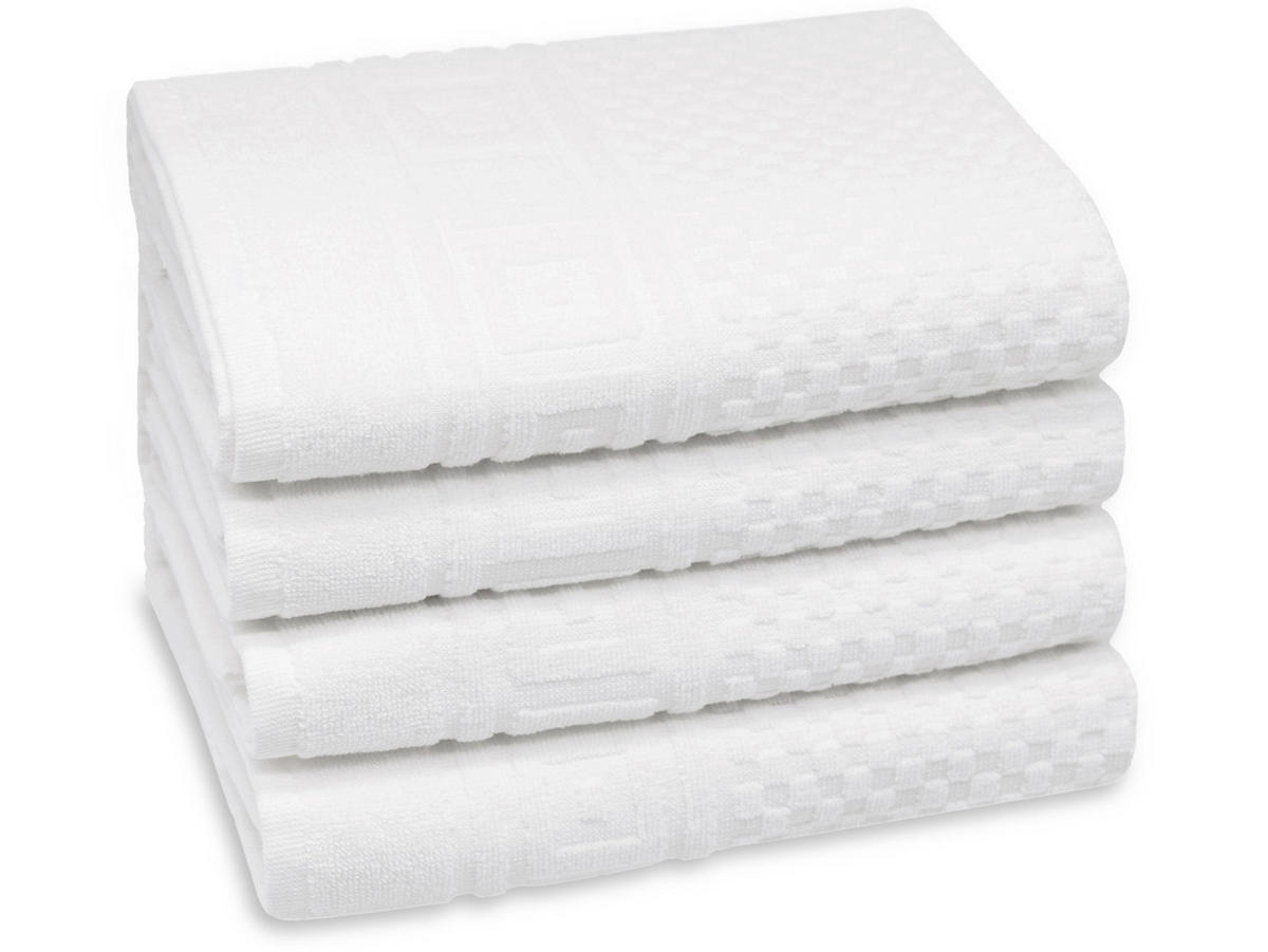 HANDTÜCHER, 4er-Set, 50x100 cm, 100% Baumwolle, Weiß - Weiß, Textil (50/100cm) - Zollner