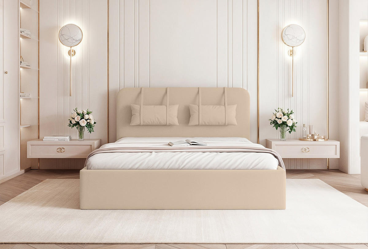 POLSTERBETT Lexal 200x200 cm, Beige - Beige, Textil (200/200cm) - Fedve