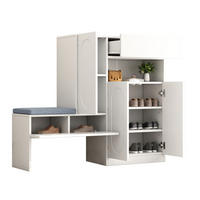 SCHUHSCHRANK mit Sitzbank 130 x 35 x 110 cm Weiß 2-in-1 - Weiß, Holzwerkstoff (35/110/130cm) - Beauniv