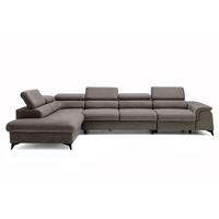 ECKSOFA PLAZA MAXI Links mit Schlaffunktion 127x195 Velours Braun - Schwarz/Braun, Holz/Textil (350/203cm) - Muffo