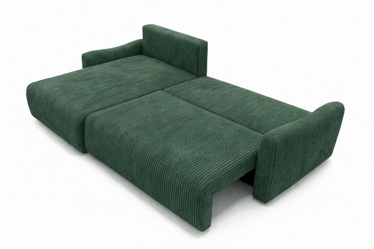 ECKSOFA Mit Schlaffunktion, Cordstoff Poso, Grün, Links, JAPANDI - Grün, Holz (262/145cm) - Kaiser Möbel
