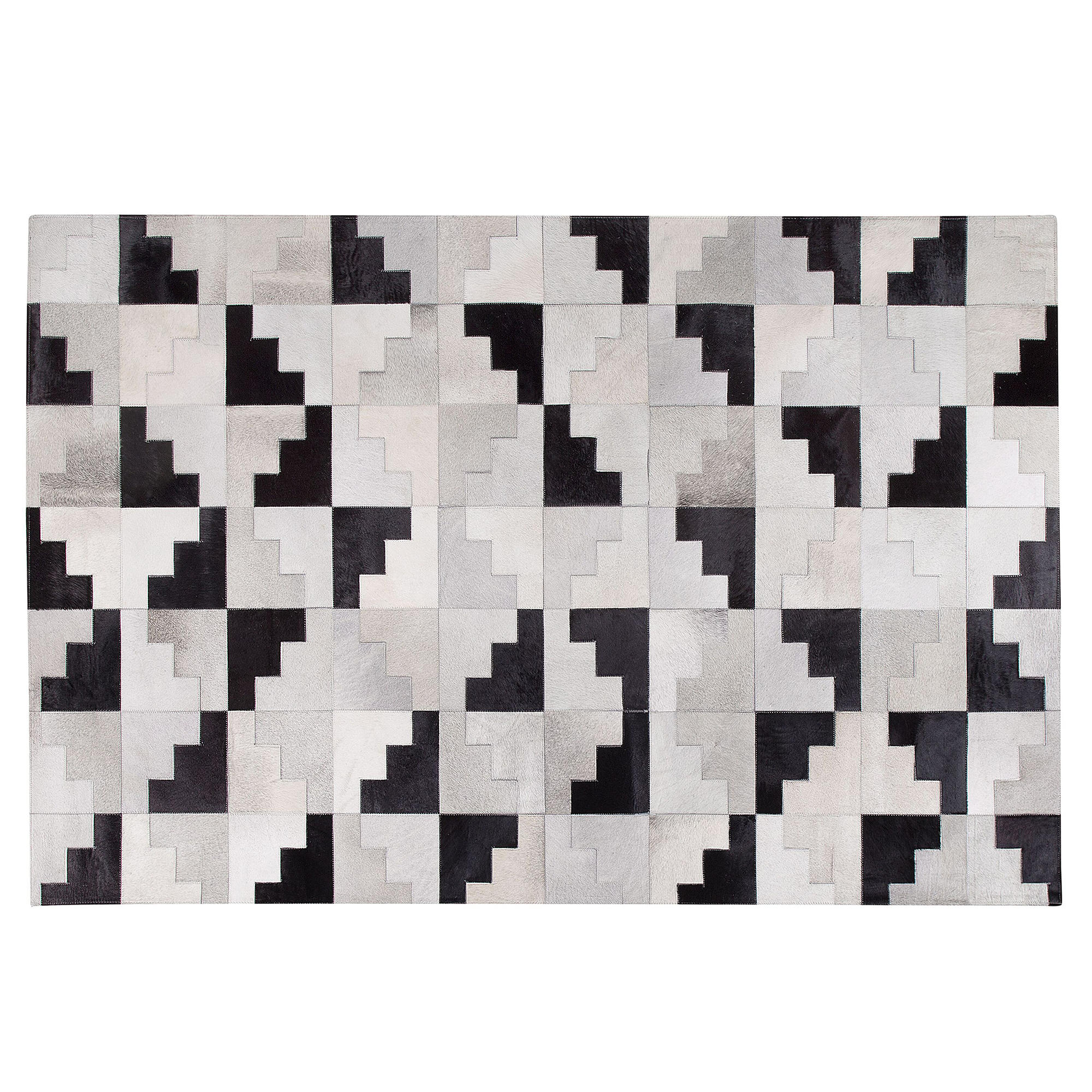 KURZFLOR-TEPPICH Efirli 200/140 cm - Schwarz/Grau, Fell (140/200cm) - Beliani