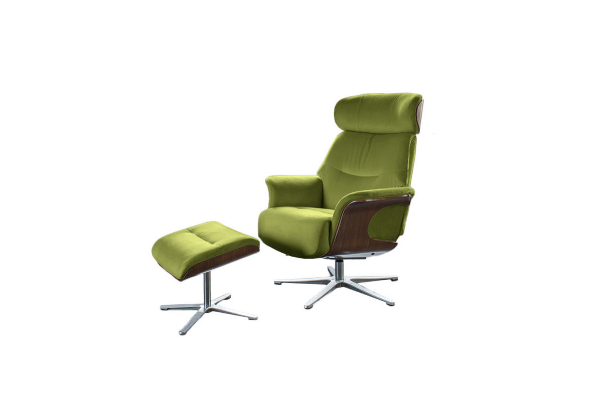 RELAXSESSELSET TOSAR Grün Velvet - Silberfarben/Grün, Textil/Metall (83/110/89cm) - KAWOLA