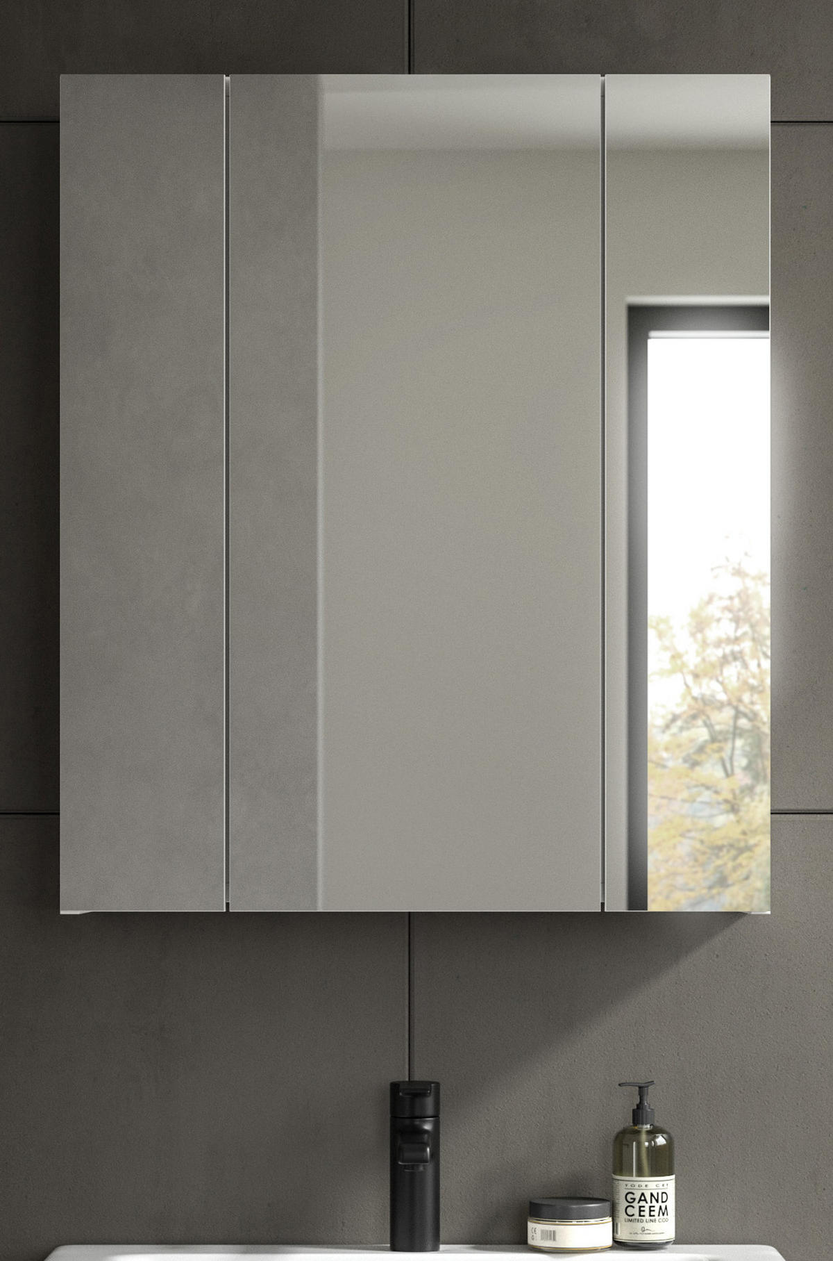 SPIEGELSCHRANK weiß 60 x 70 cm, Badschrank 3-türig mit Spiegel - Weiß, Glas/Holzwerkstoff (60/70/18cm) - Inn.Furn