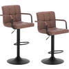 BARHOCKER 2er Set, drehbar, Antiklederoptik, Dunkelbraun - Dunkelbraun/Schwarz, Textil/Metall (51/90/37cm) - Woltu