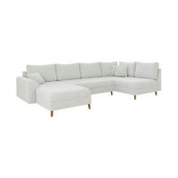 WOHNLANDSCHAFT Henrik Weiß Boucle - Ottomane Links - Weiß/Braun, Holz/Textil (310/81/161cm) - S-Style Möbel