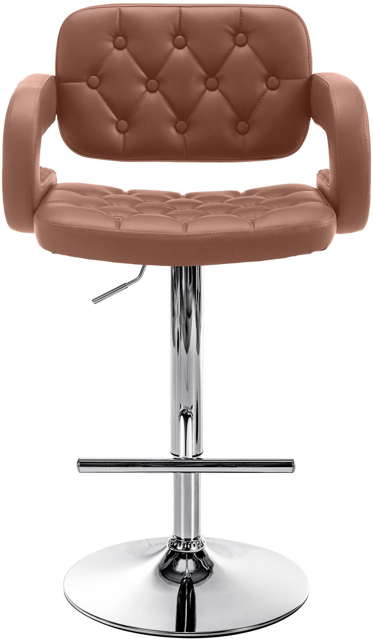 BARHOCKER Lederlook cognac - Chromfarben/Cognac, Textil/Metall (62/103/55cm) - CLP