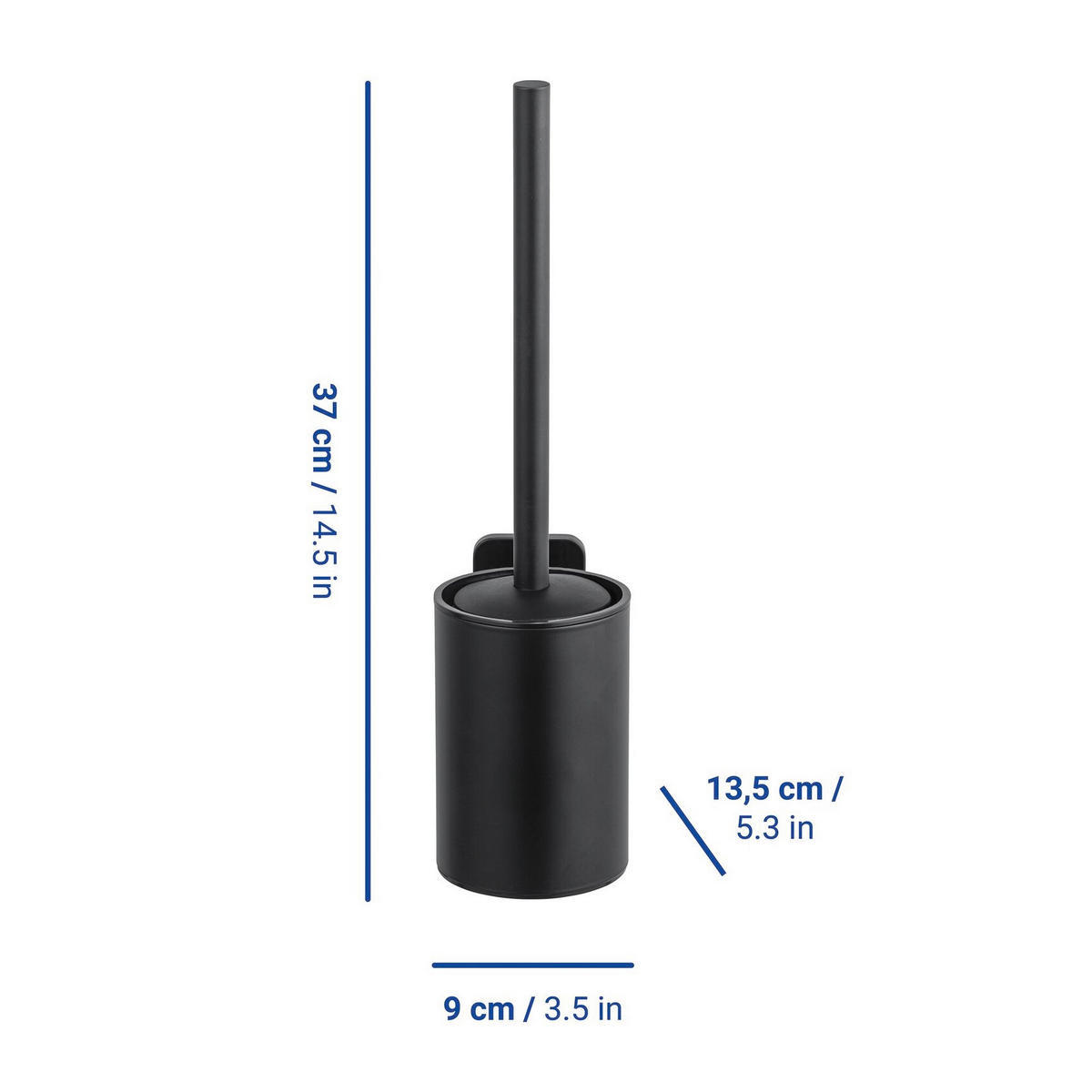 WC-BÜRSTE aus Silikon Porto 13,5/9/37 cm - Schwarz, Metall (9/37/13.5cm) - Wenko