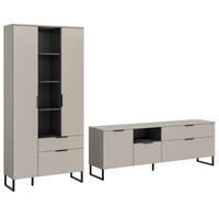 WOHNWAND kaschmir, schwarz 290 cm, Wohnkombination mit Soft-Close - Kaschmir/Schwarz, Holzwerkstoff/Kunststoff (290/192/41cm) - Inn.Furn