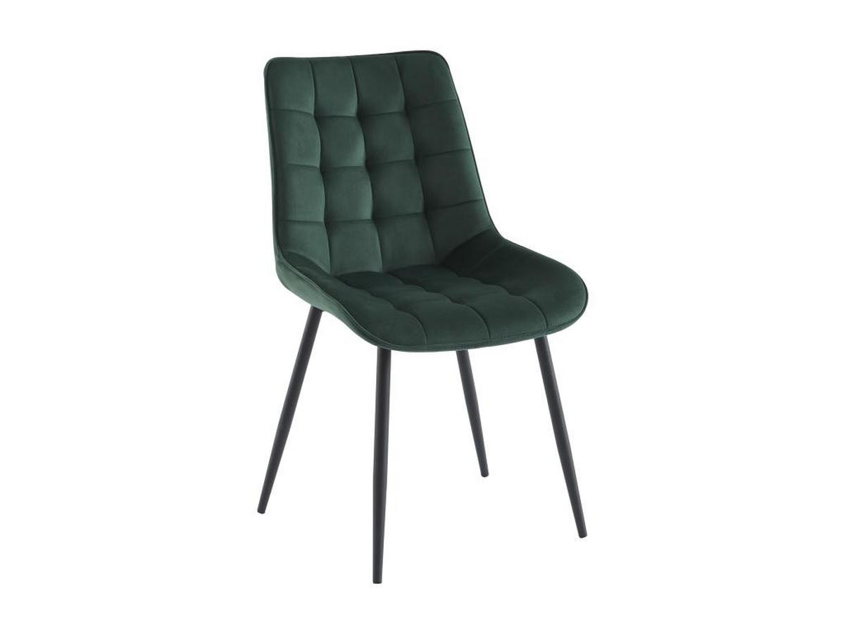 POLSTERSTUHL 2er-Set - Samt & schwarzes Metall - Grün - OLLUA - Grün, Textil (60/87/49.5cm) - Vente-Unique