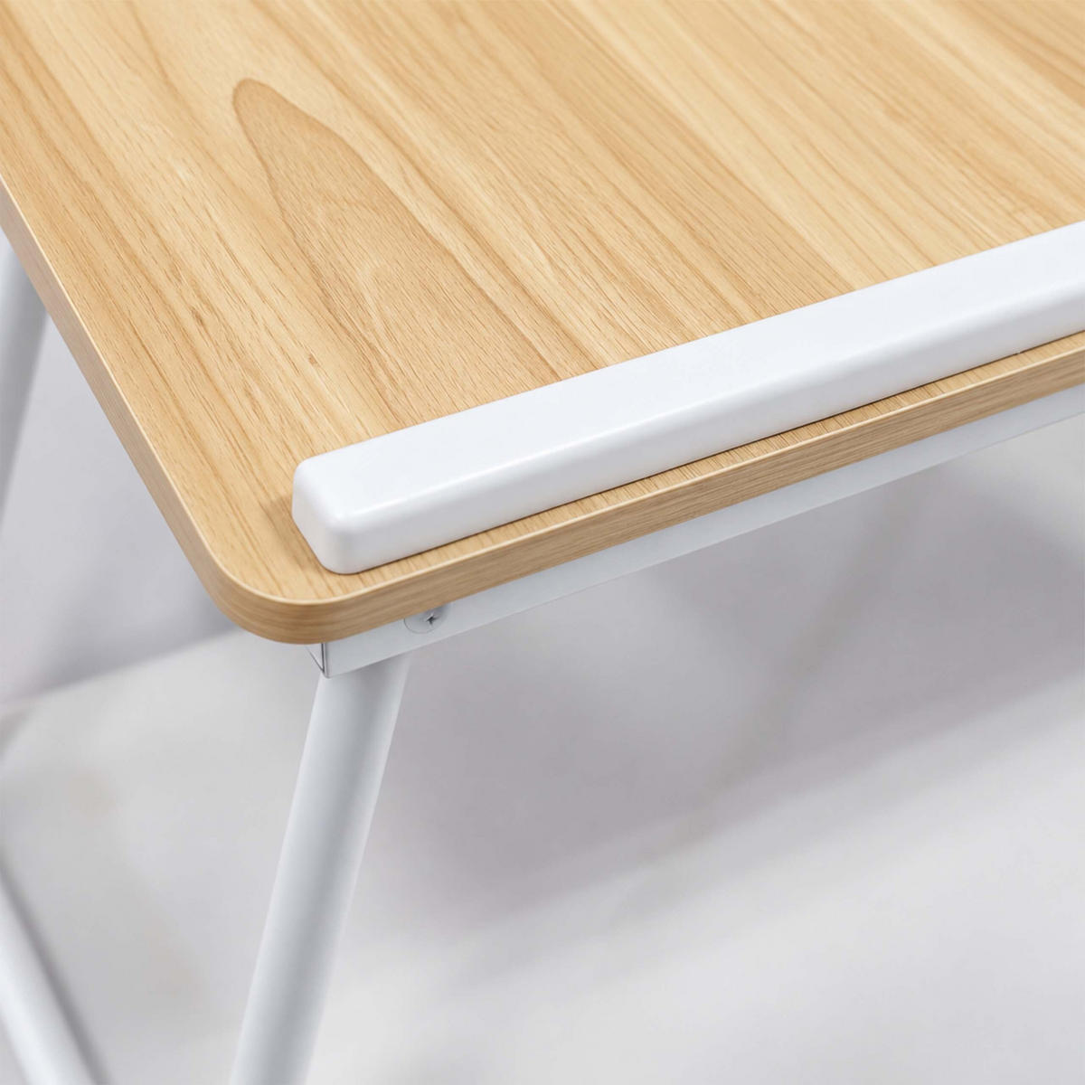 STOLÍK Prírodná biela výškovo nastaviteľný skladací - svetlohnedá, kov/kompozitné drevo (33/56/23.5cm) - Relaxdays