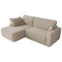 ECKSCHLAFSOFA CUBO L Beige Boucle - links - Beige/Schwarz, Kunststoff/Textil (273/187cm) - MKS