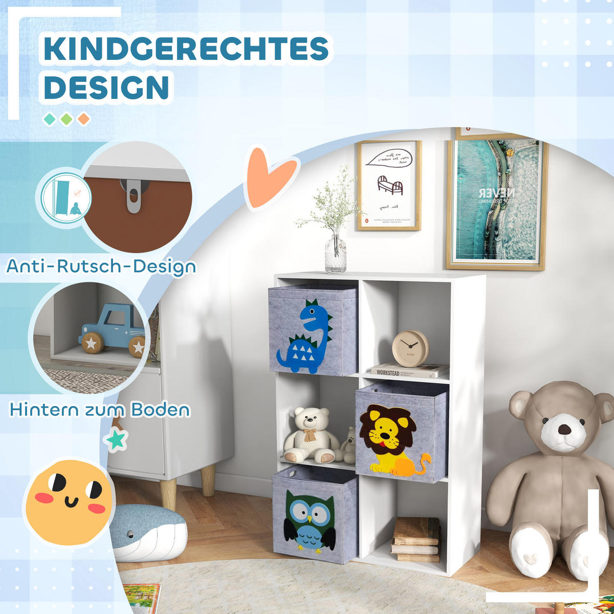 KINDERREGAL - Weiß, Holzwerkstoff (29.9/91.5/61.8cm) - ZONEKIZ
