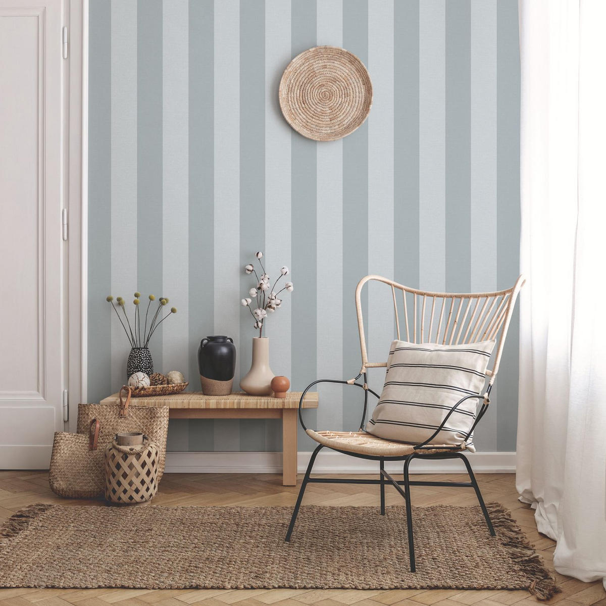 TAPETE Streifen 53 cm x 10.05 m - Blau, Papier (53/1000cm) - Sanders & Sanders