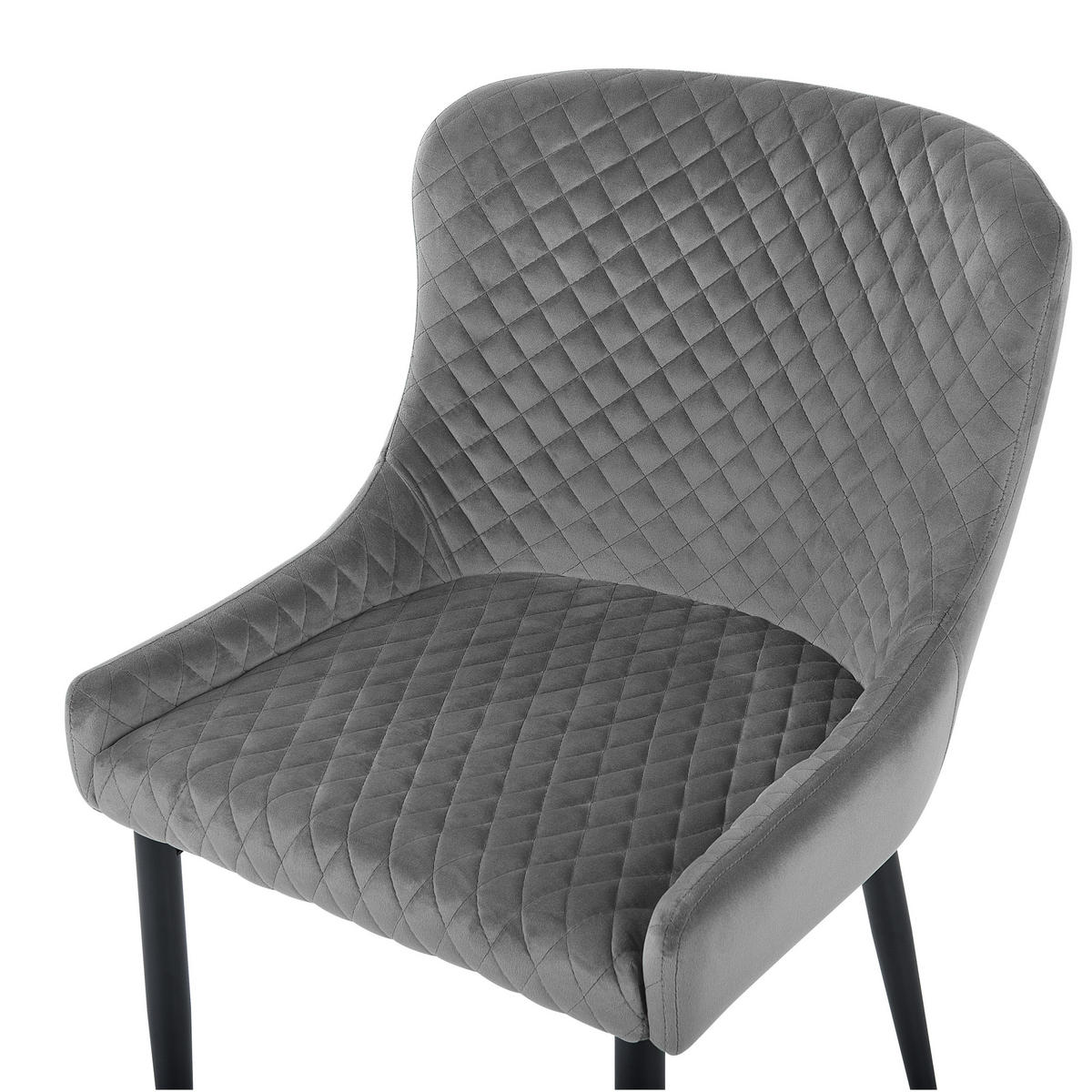 STUHL 2er-Set Samtstoff Grau Solano - Grau, Textil/Metall (51/82/52cm) - Beliani