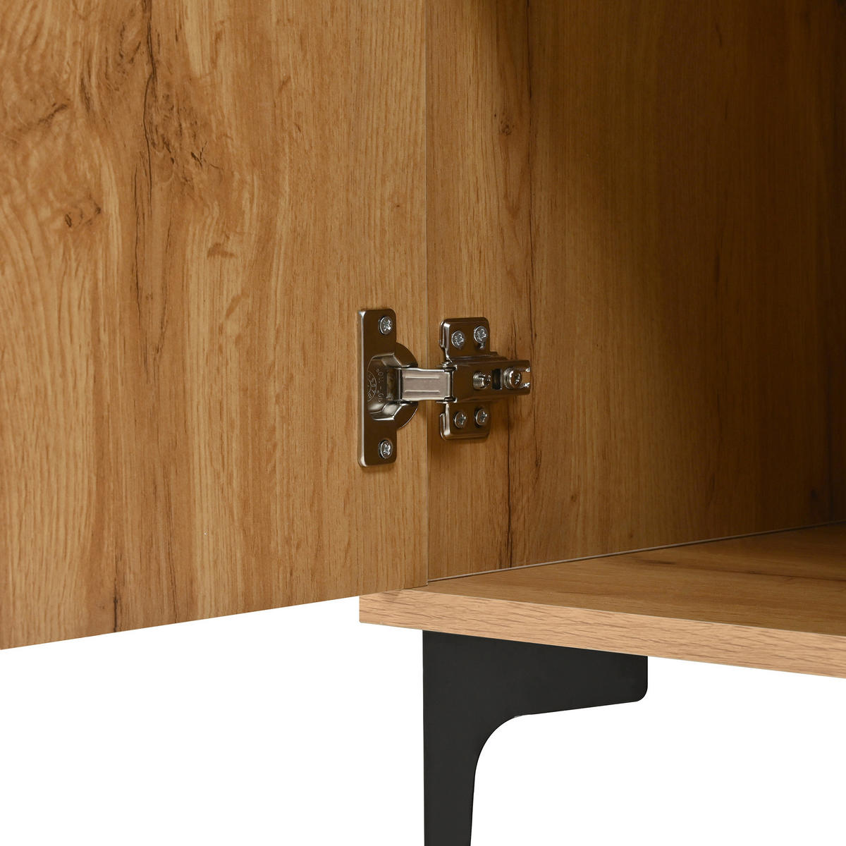 KUCHYŇSKÁ SKŘÍŇ bílá, úložný prostor, moderní minimalistický design, do obývacího pokoje, 120×35×76 cm - přírodní/černá, kov/kompozitní dřevo (120/76/35cm) - STILVORA