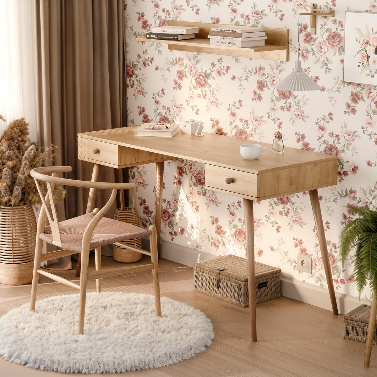 SCHREIBTISCH VALERIO 135/55/79 cm, Craft-Eiche - Eichefarben, Naturmaterialien/Holzwerkstoff (55/135/79cm) - Idohome
